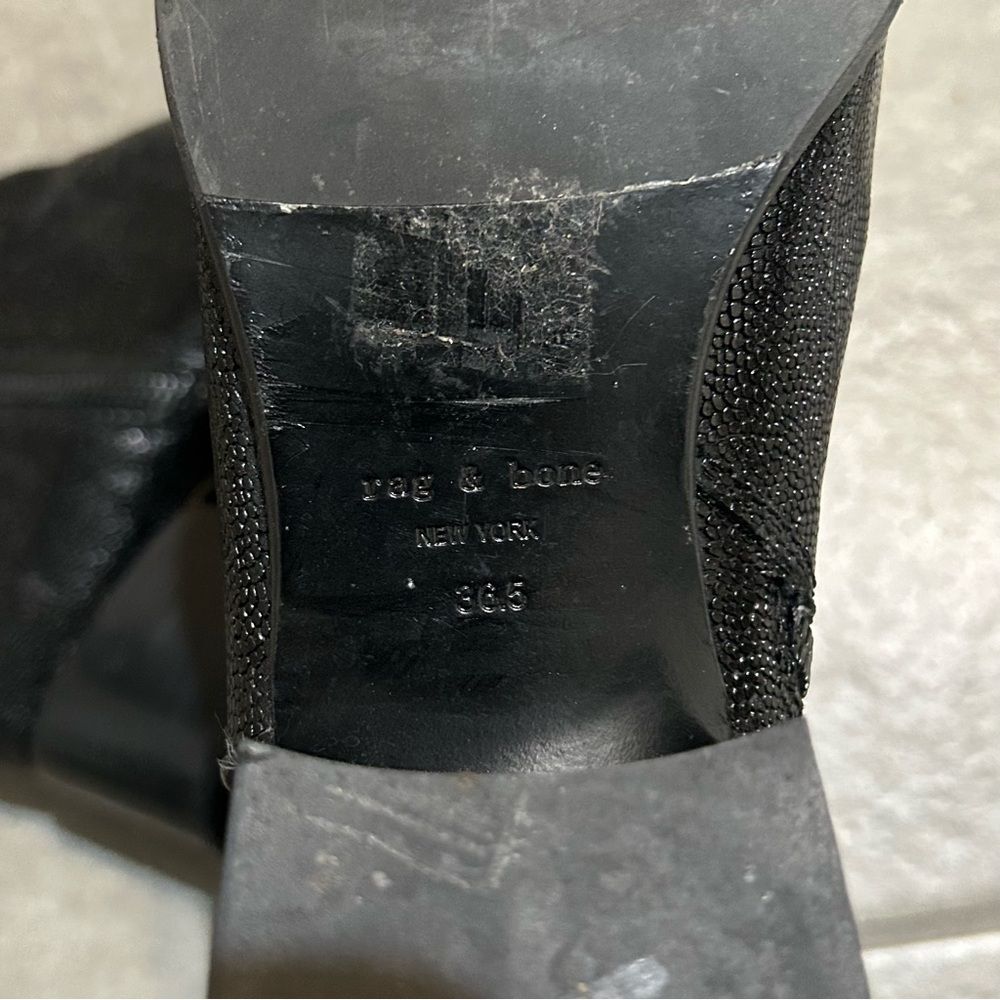 Rag & Bone Black Pebbled Leather Block Heel Mid Boots Women’s Shoe Size 6.5 - Picture 12 of 12